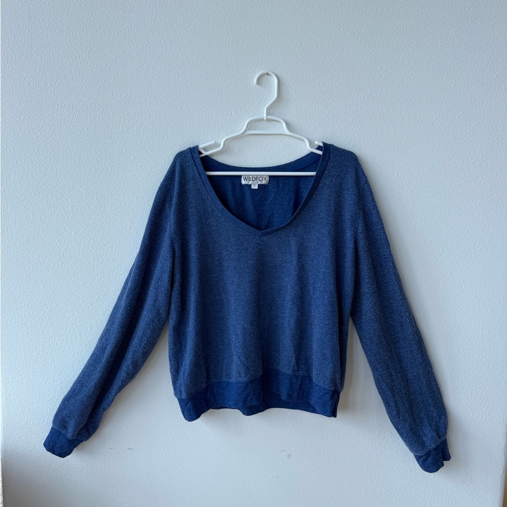 Wildfox Blue V-Neck Sweatshirt
